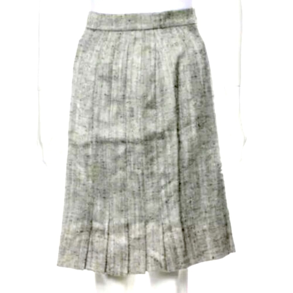 Size M -  Louis Feraud linen/cotton pleated Knee-Length Skirt - Made in FRANCE.